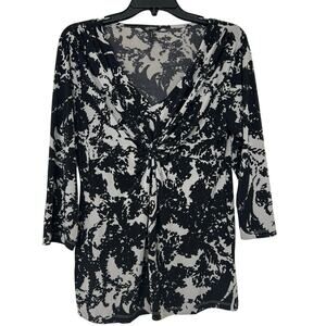 Y2K Daisy Fuentes Black Gray Abstract Print Babydoll Top Whimsigoth Moody Large